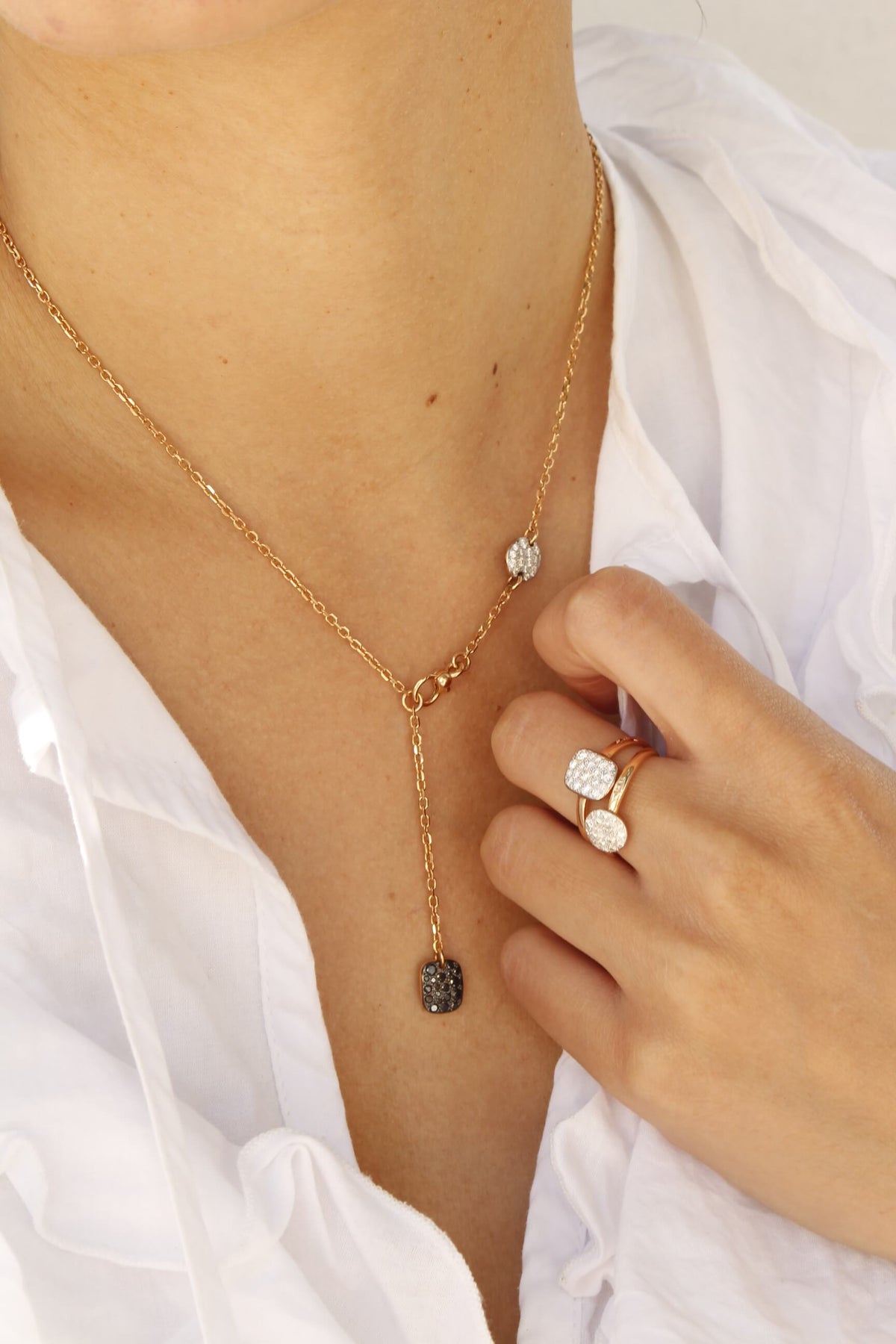 Pomellato Sabbia Ring in 18k Rose Gold with White Diamonds - Orsini Jewellers