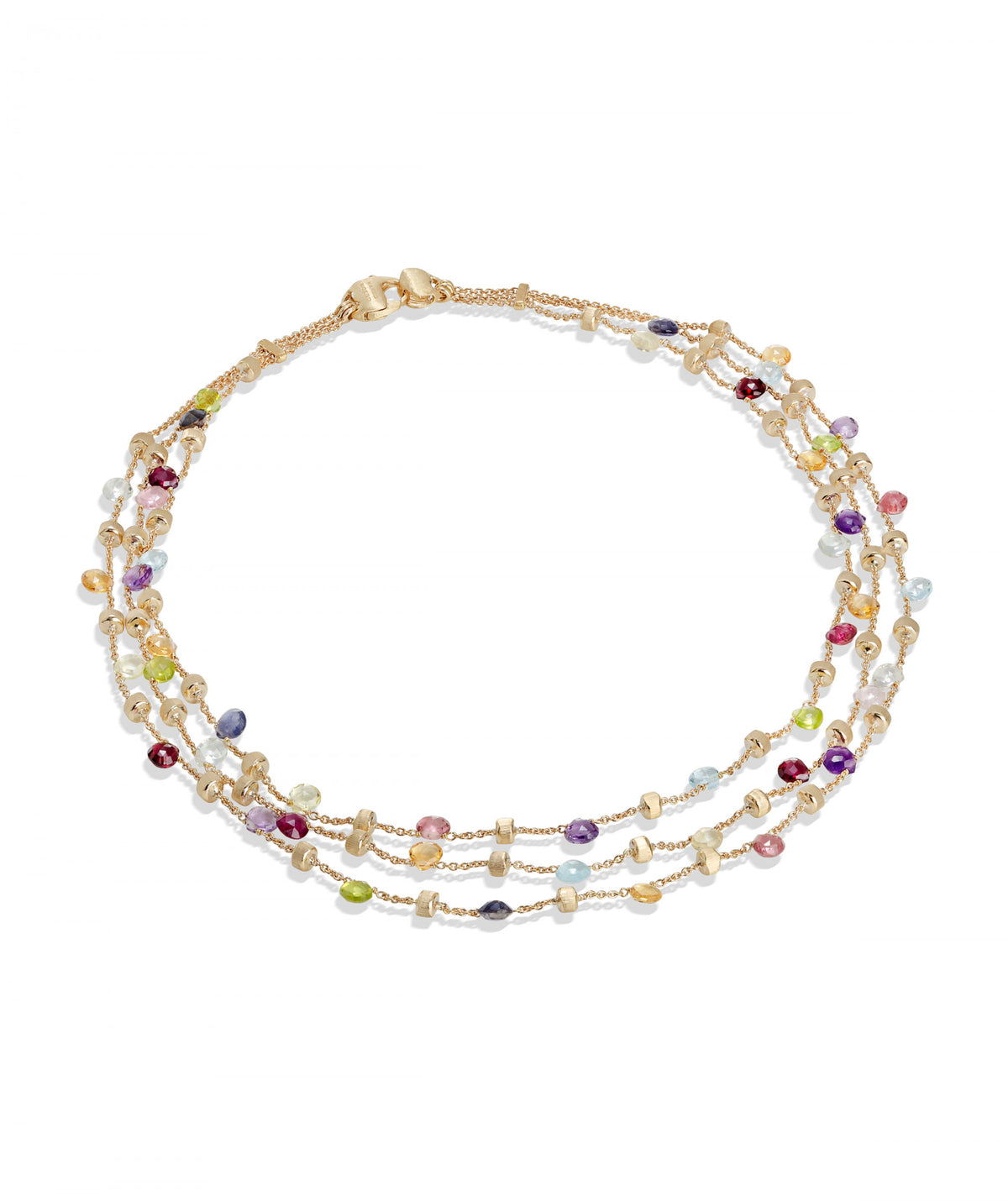 Paradise Necklace in 18k Yellow Gold with Gemstones Three Strand - Orsini Jewellers NZ