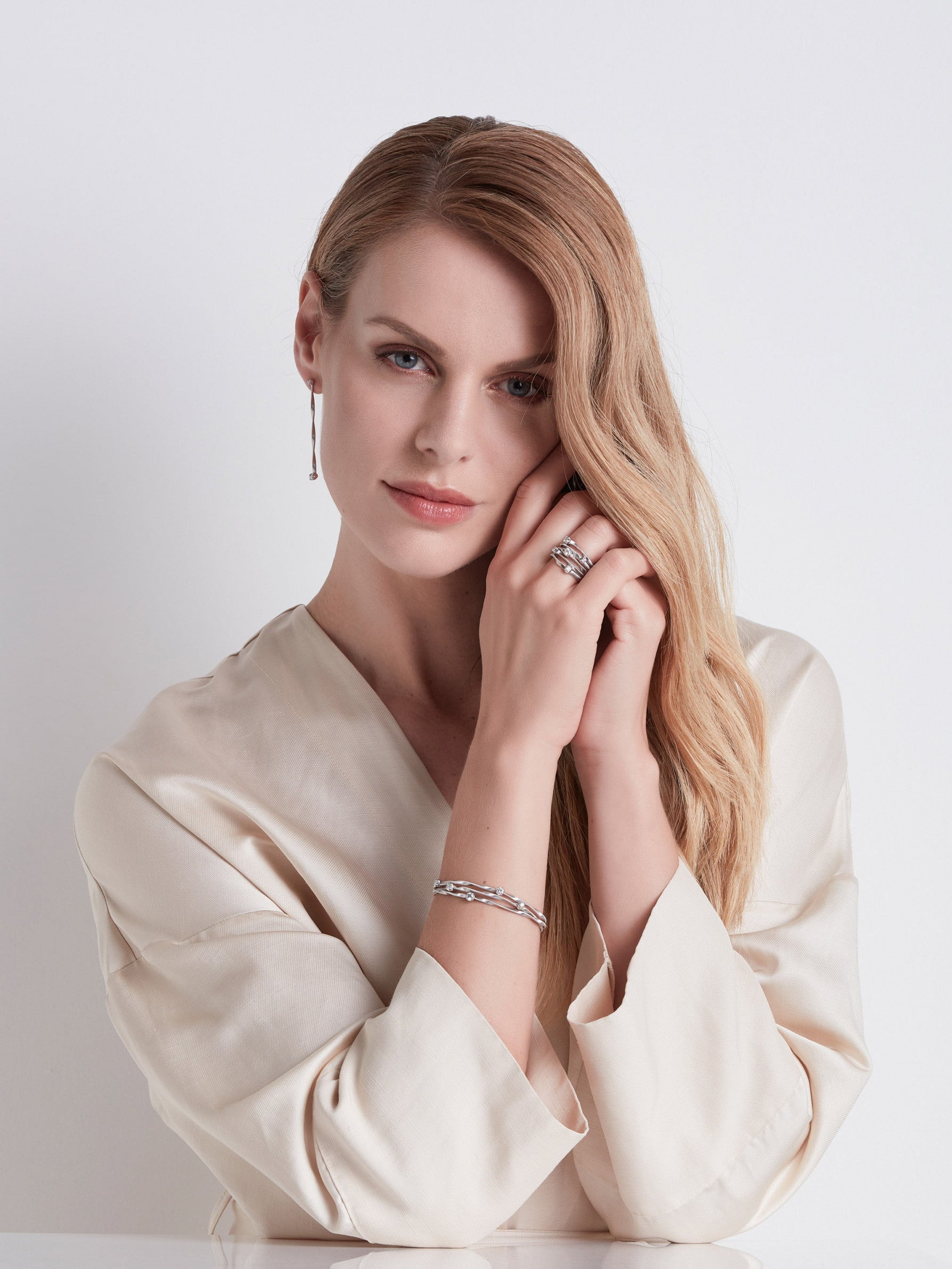 Marrakech Drop Earrings in 18k White Gold with Diamonds - Orsini Jewellers NZ