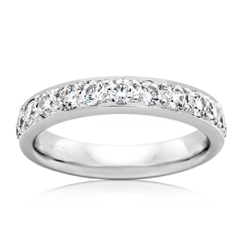Women&#39;s Medium White Gold Bead Set Diamond Wedding Ring - Orsini Jewellers