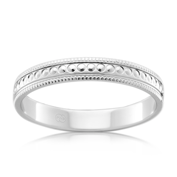 Milgrain Edge with Studded Center Wedding Ring in White Gold - Orsini Jewellers