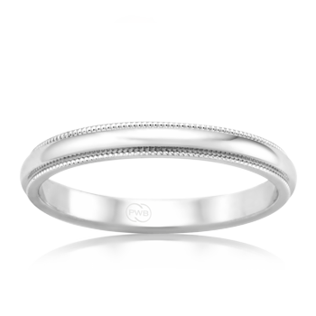 Womens Rounded Wedding Ring with Milgrain Pattern Edge in Platinum - Orsini Jewellers
