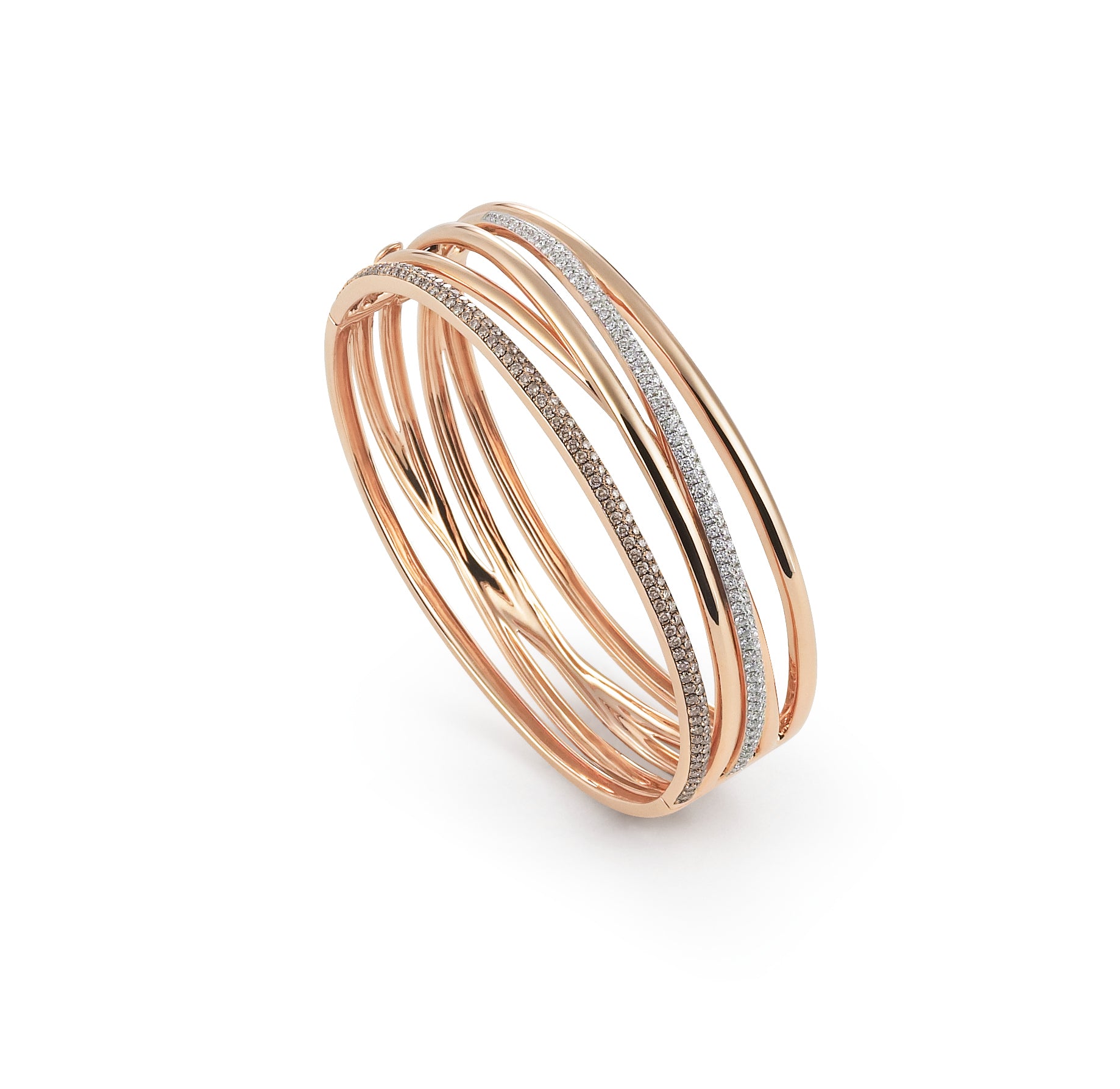 Serenata Bangle in 18k Rose Gold with Brown and White Diamonds - Orsini Jewellers NZ