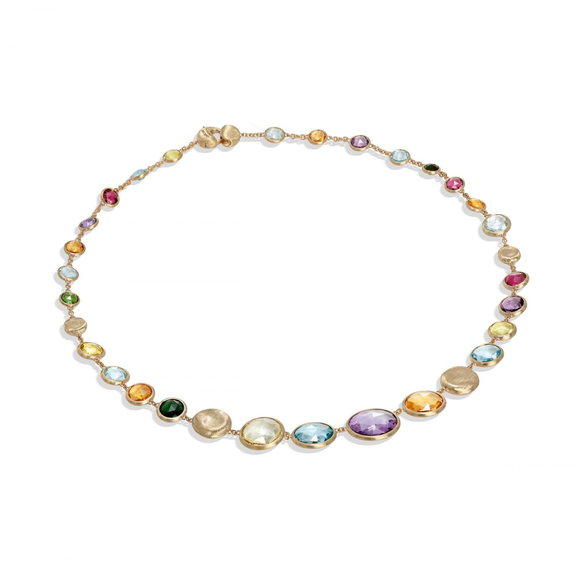 Jaipur Colour Necklace in 18k Yellow Gold with Gemstones Short - Orsini Jewellers NZ