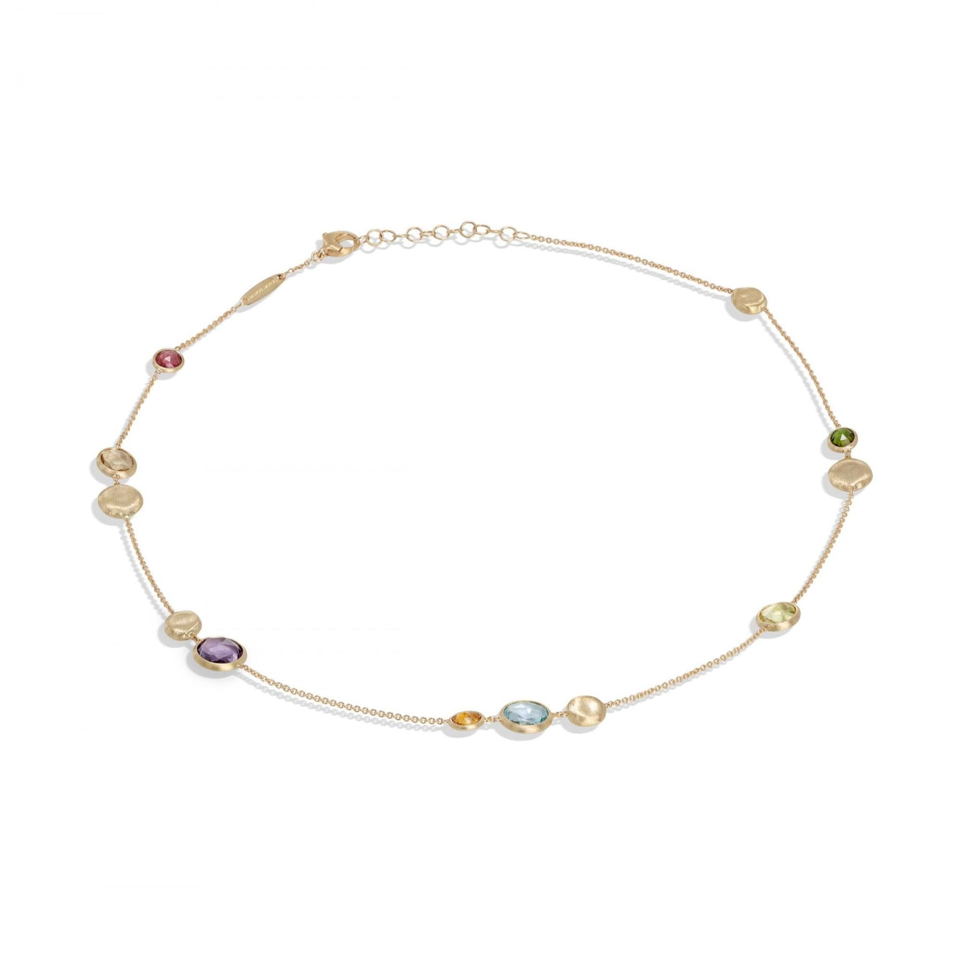 Jaipur Colour Necklace in 18k Yellow Gold with Gemstones Short - Orsini Jewellers NZ