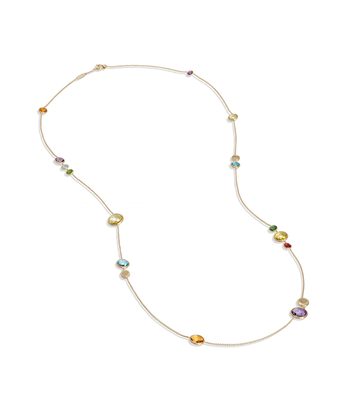 Jaipur Light Colour Necklace in 18k Yellow Gold with Mixed Gemstones Long - Orsini Jewellers NZ