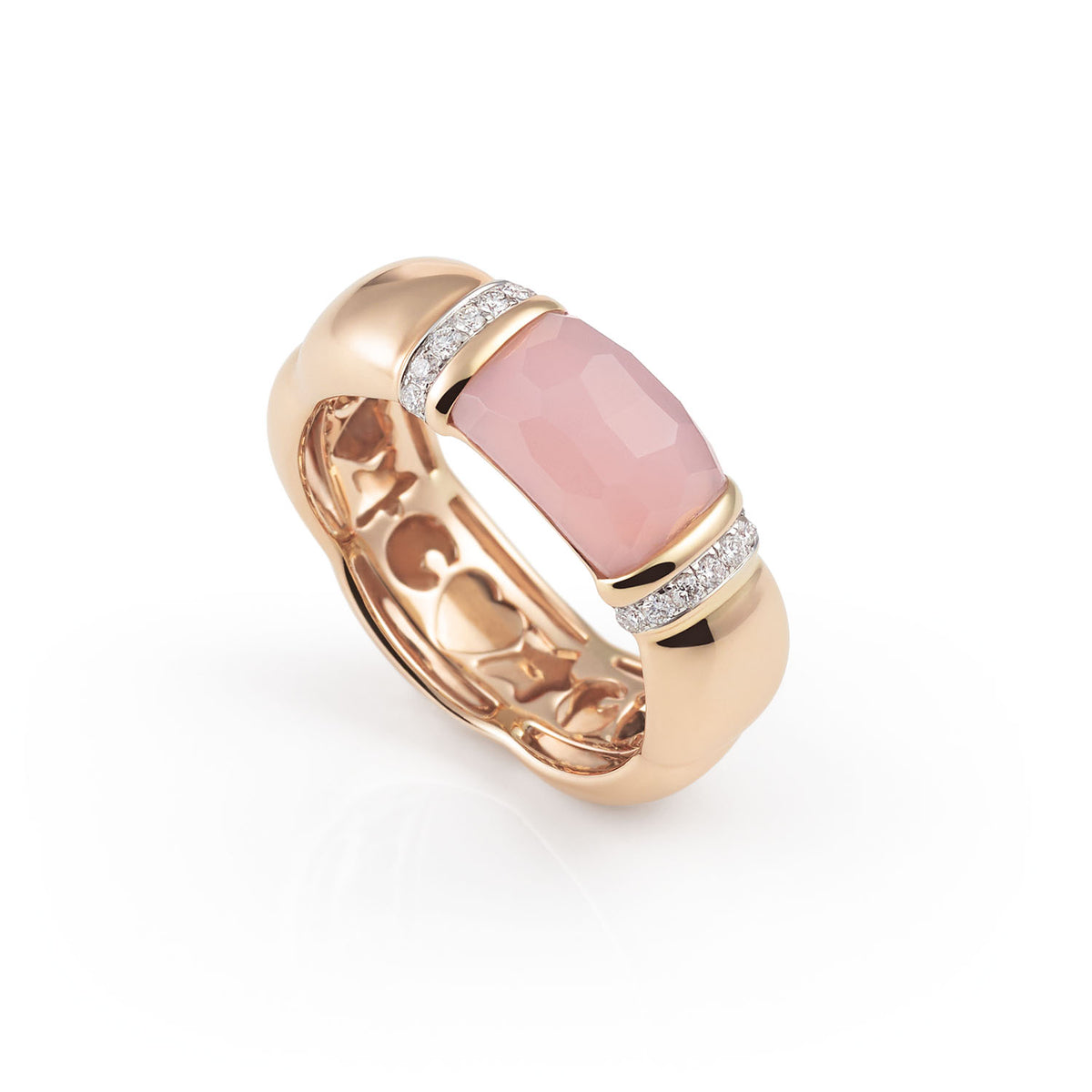 Al Coro La Piazza Ring Diamond Chalcedony Pink 18k Gold - Orsini Jewellers