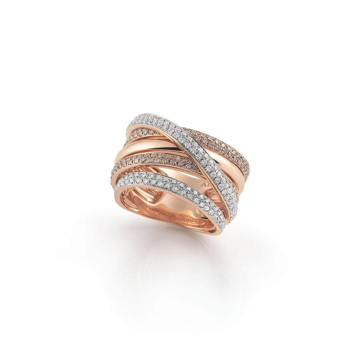 Al Coro Serenata Ring Brown and White Diamonds 18k Gold - Orsini Jewellers