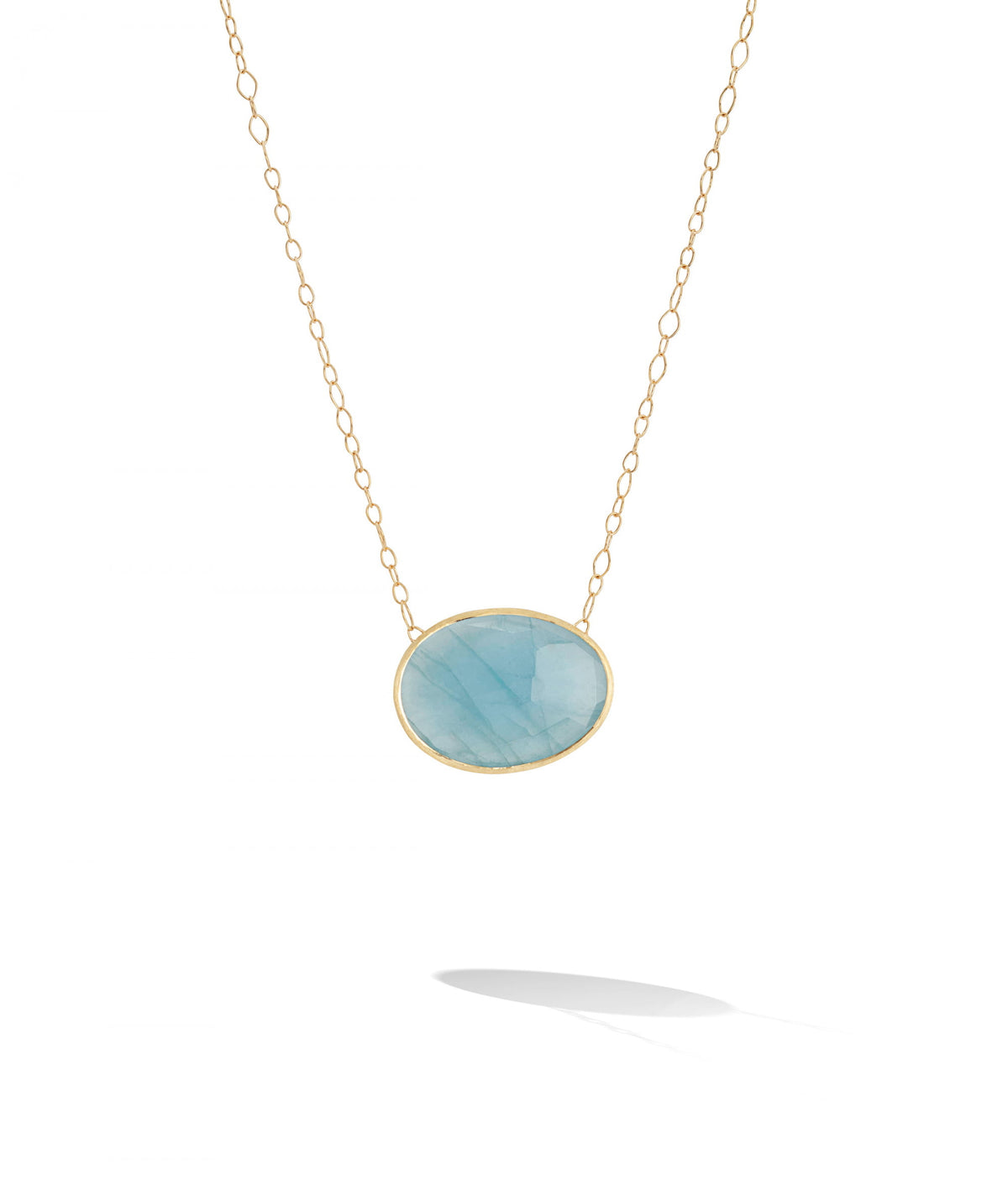 Lunaria Necklace in 18k Yellow Gold with Aquamarine Pendant - Orsini Jewellers NZ
