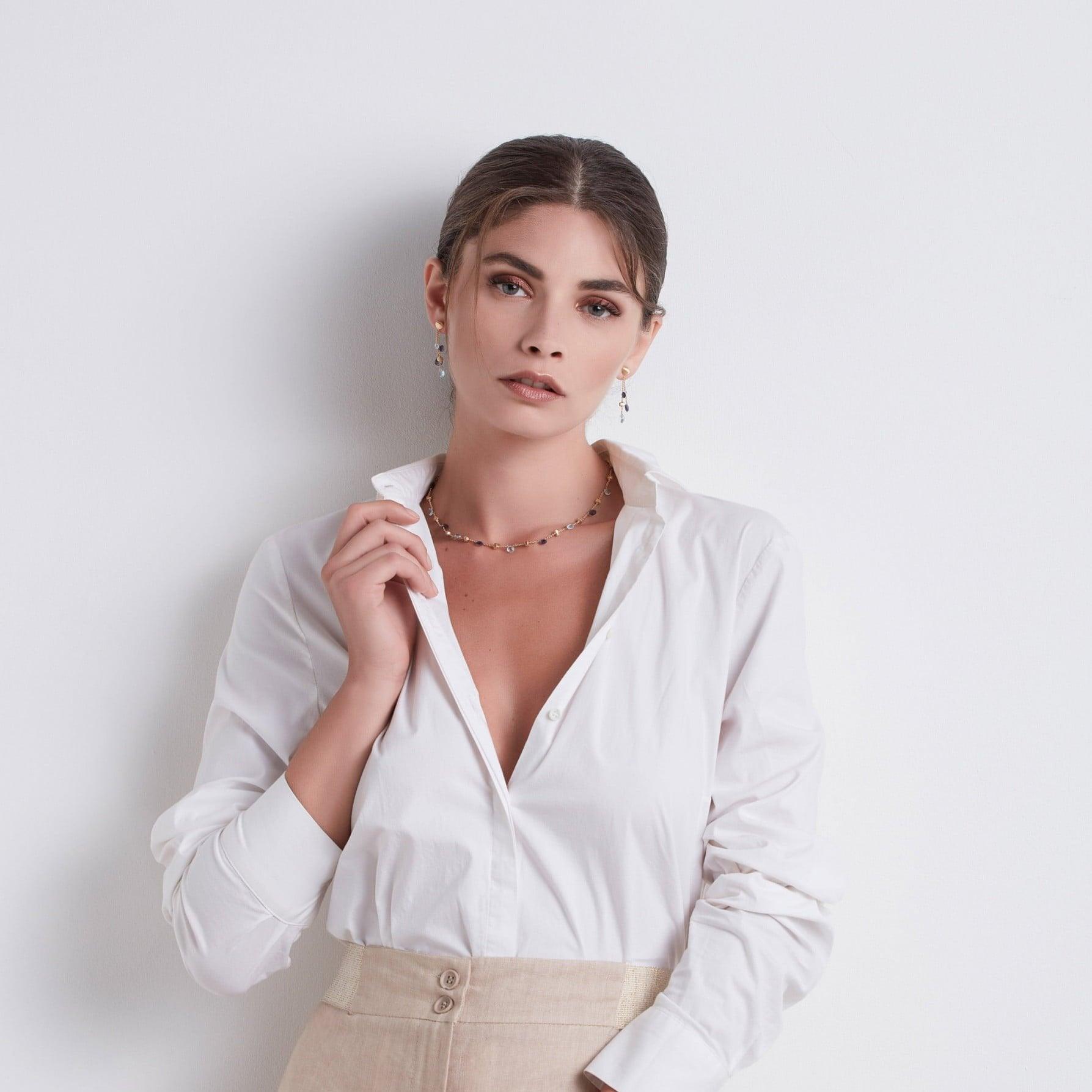 Marco Bicego Paradise 18k Gold Iolite Sky Blue Topaz Necklace - Orsini Jewellers