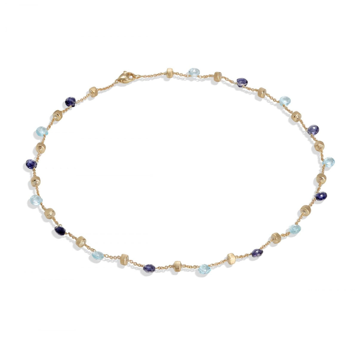 Paradise Necklace in 18k Yellow Gold with Iolite and Sky Blue Topaz - Orsini Jewellers NZ