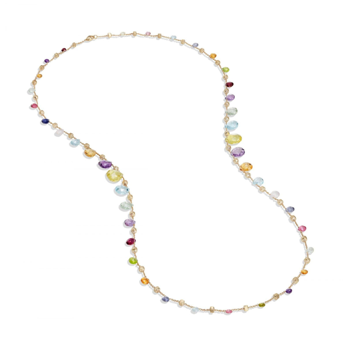 Paradise Necklace in 18k Yellow Gold with Gemstones Double Wave - Orsini Jewellers NZ