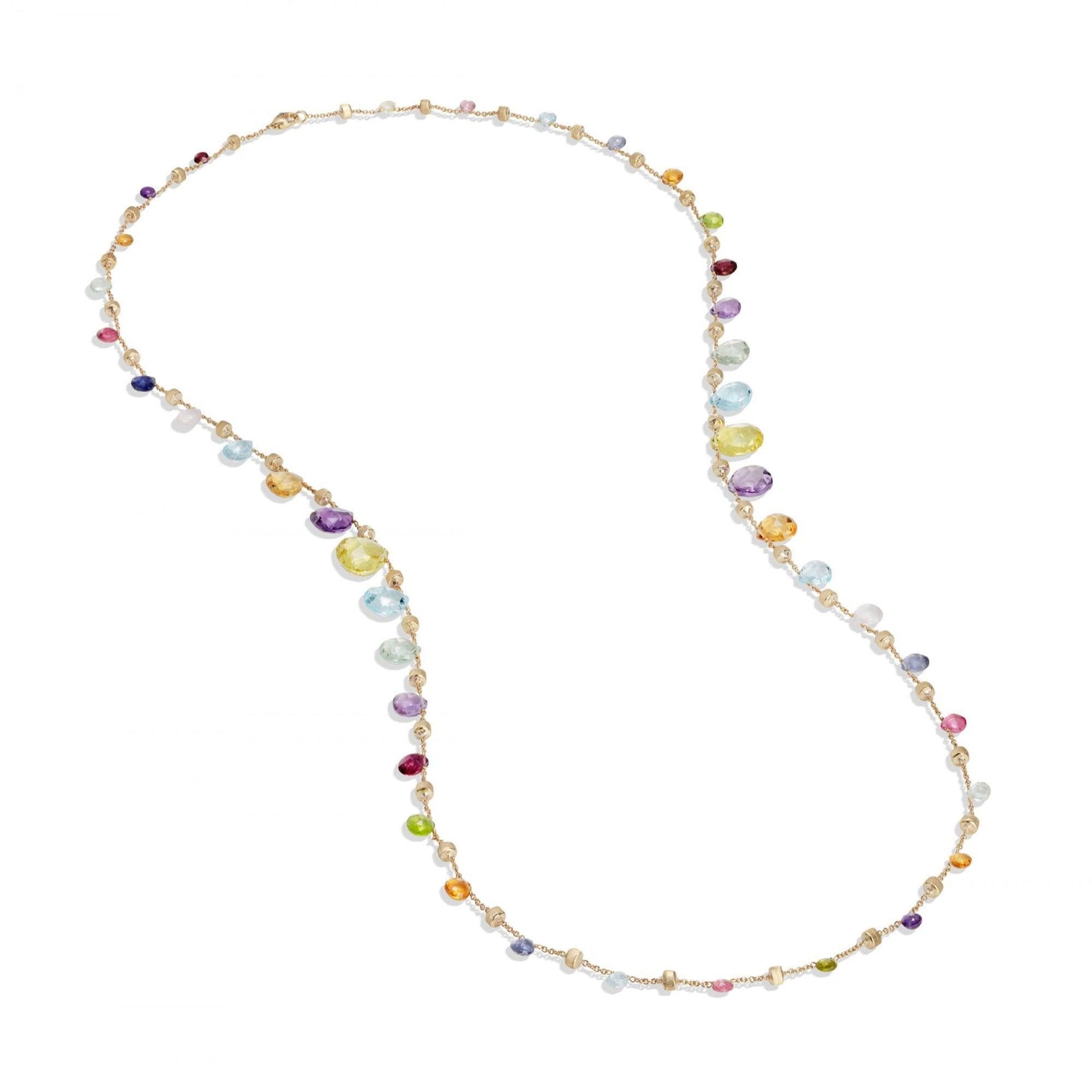 Paradise Necklace in 18k Yellow Gold with Gemstones Double Wave - Orsini Jewellers NZ