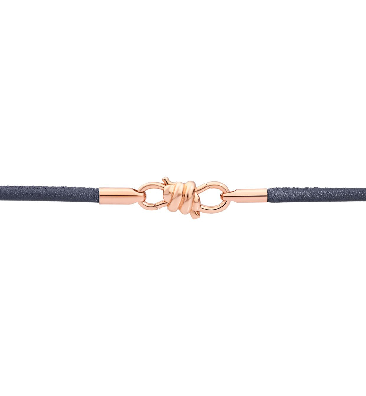 DoDo Nodo Bracelet in 9k Rose Gold with Grey Napper Leather - Orsini Jewellers NZ