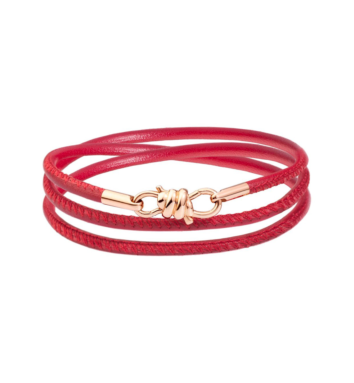 DoDo Nodo Bracelet in 9k Rose Gold with Burgundy Napper Leather - Orsini Jewellers NZ