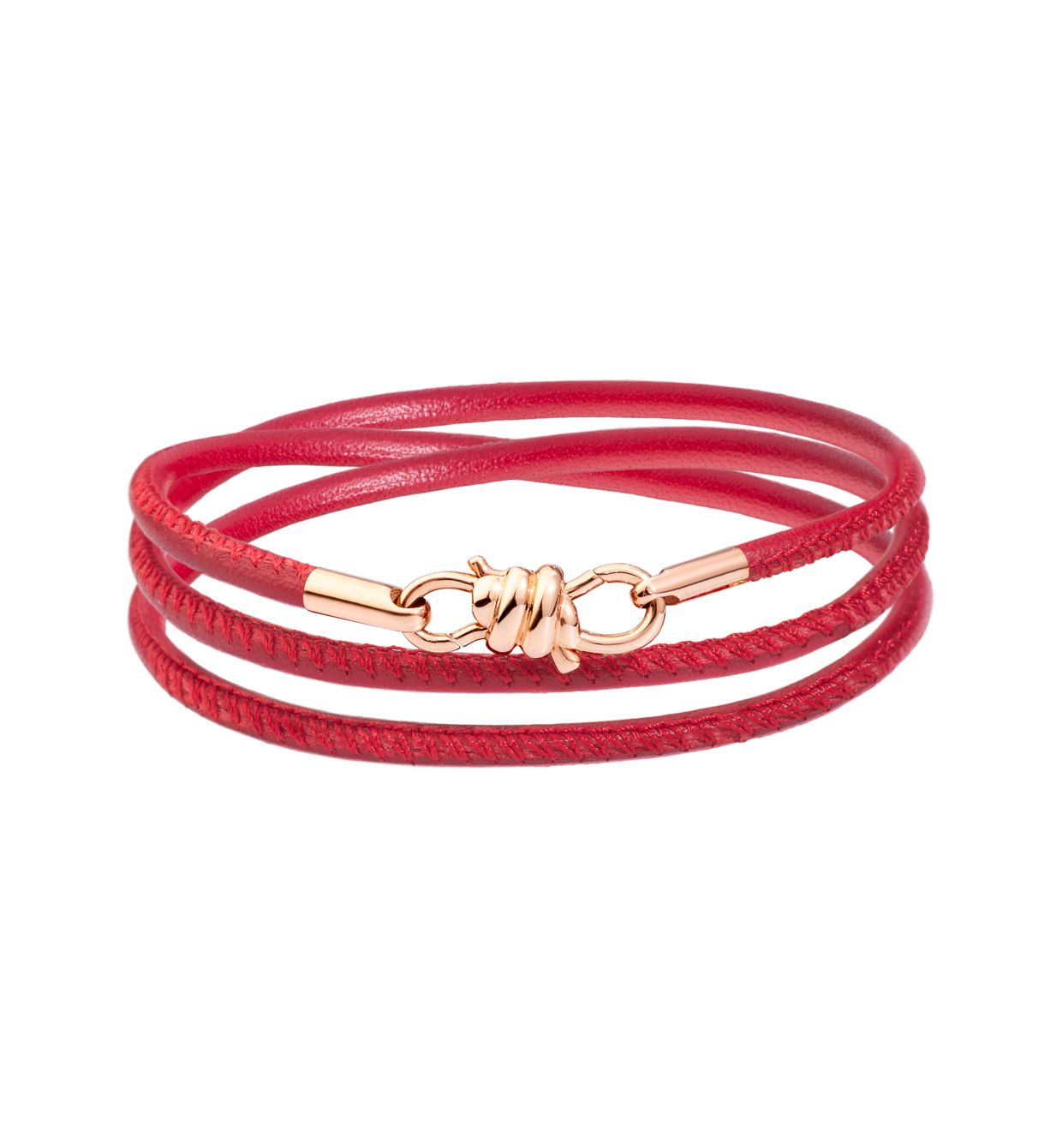 DoDo Nodo Bracelet in 9k Rose Gold with Burgundy Napper Leather - Orsini Jewellers NZ