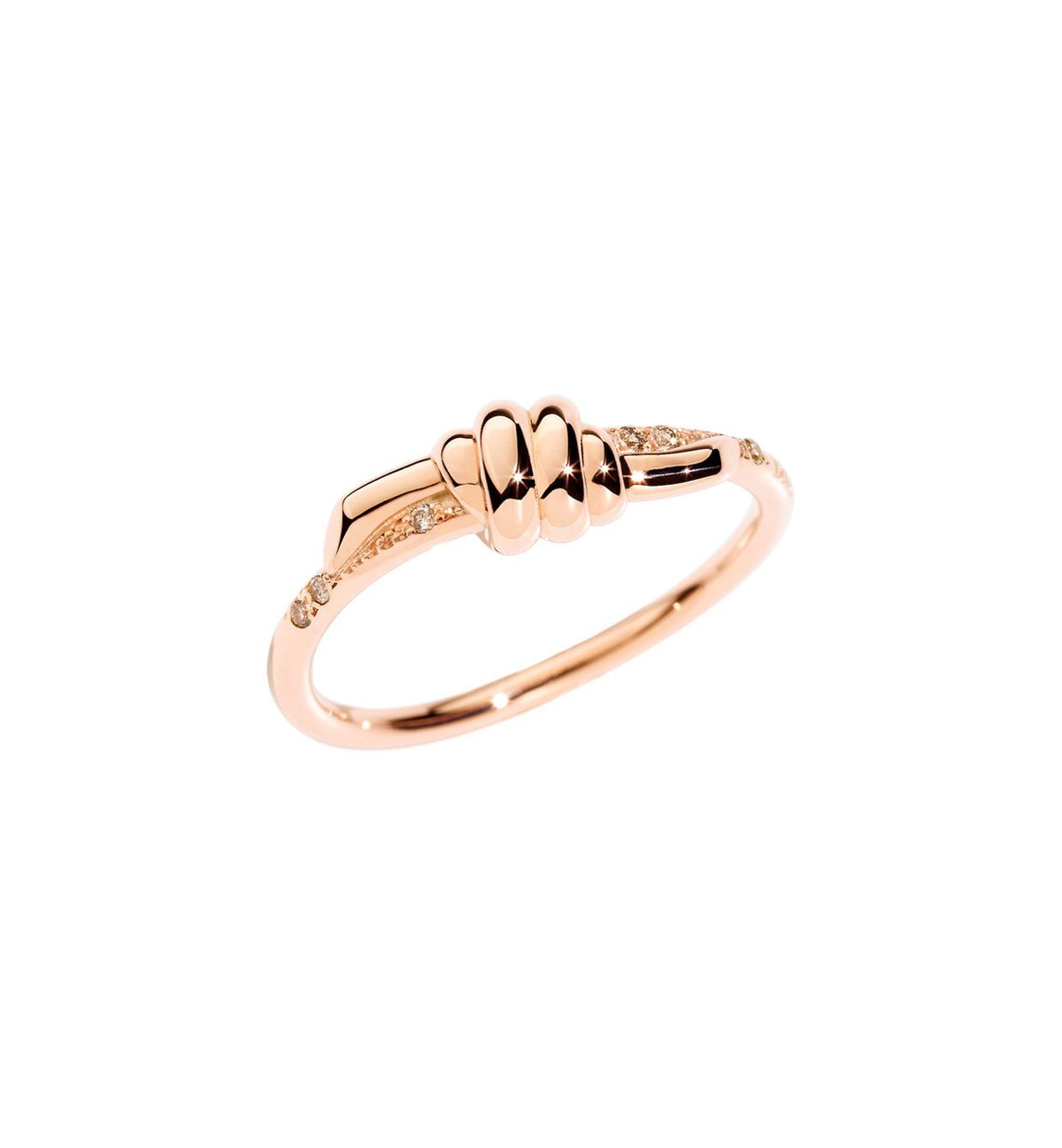 DoDo Ring Nodo in 9k Rose Gold with Brown Diamonds - Orsini Jewellers NZ