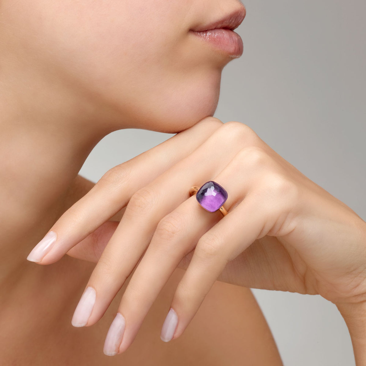 Nudo Maxi Ring in 18k Rose Gold and White Gold with Amethyst - Orsini Jewellers NZ