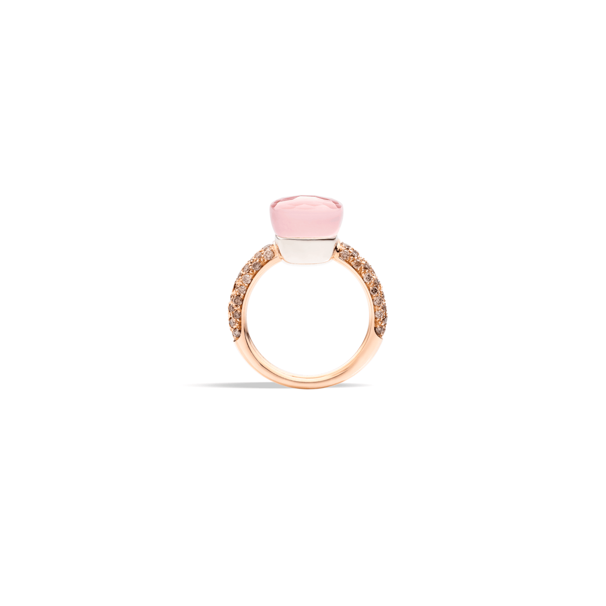 Pomellato Nudo Classic Ring 18k Gold Rose Quartz, Chalcedony &amp; Brown Diamonds - Orsini Jewellers