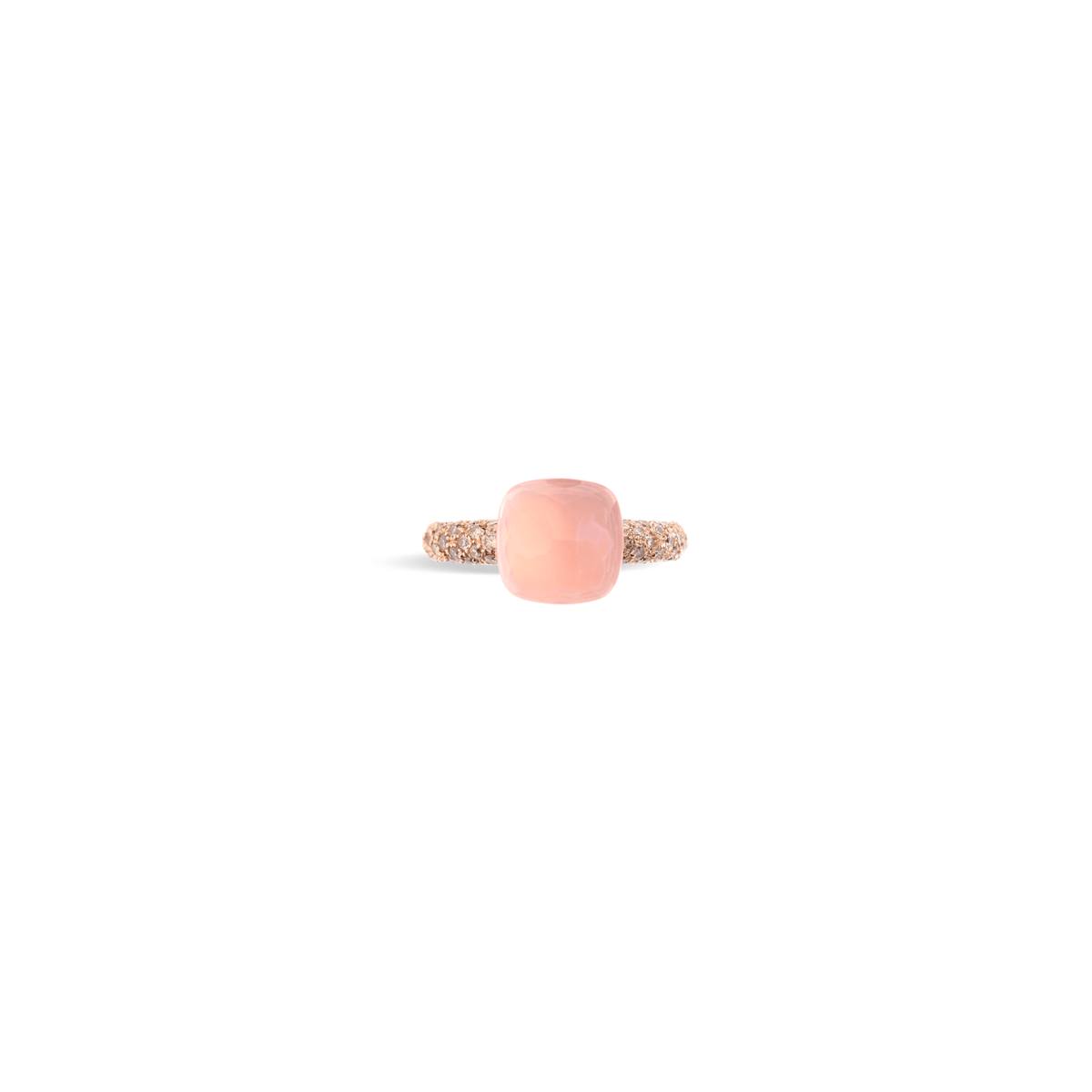 Pomellato Nudo Classic Ring 18k Gold Rose Quartz, Chalcedony &amp; Brown Diamonds - Orsini Jewellers