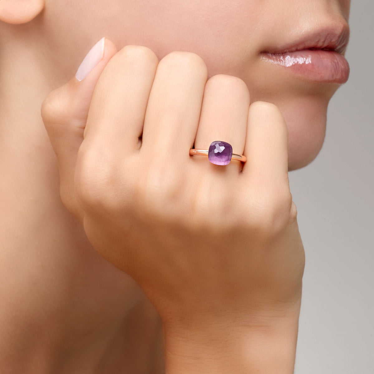Nudo Classic Ring in 18k Rose Gold and White Gold with Amethyst - Orsini Jewellers NZ