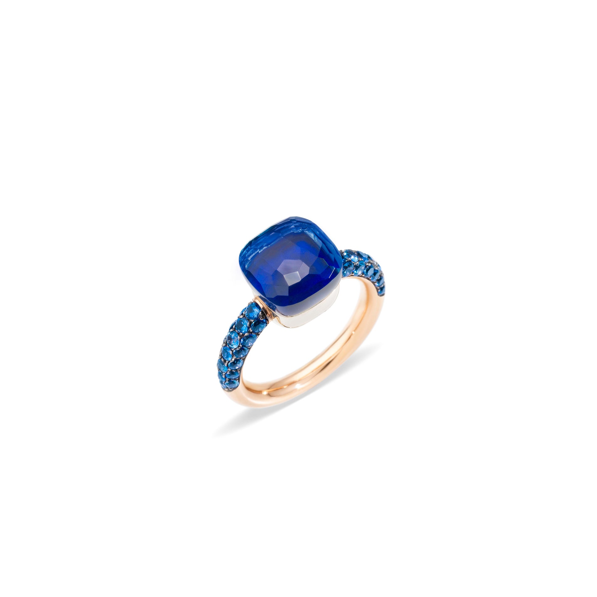 Nudo Deep Blue Ring in 18k Rose Gold and White Gold with London Blue Topaz, Lapis and Diffused Topaz - Orsini Jewellers NZ