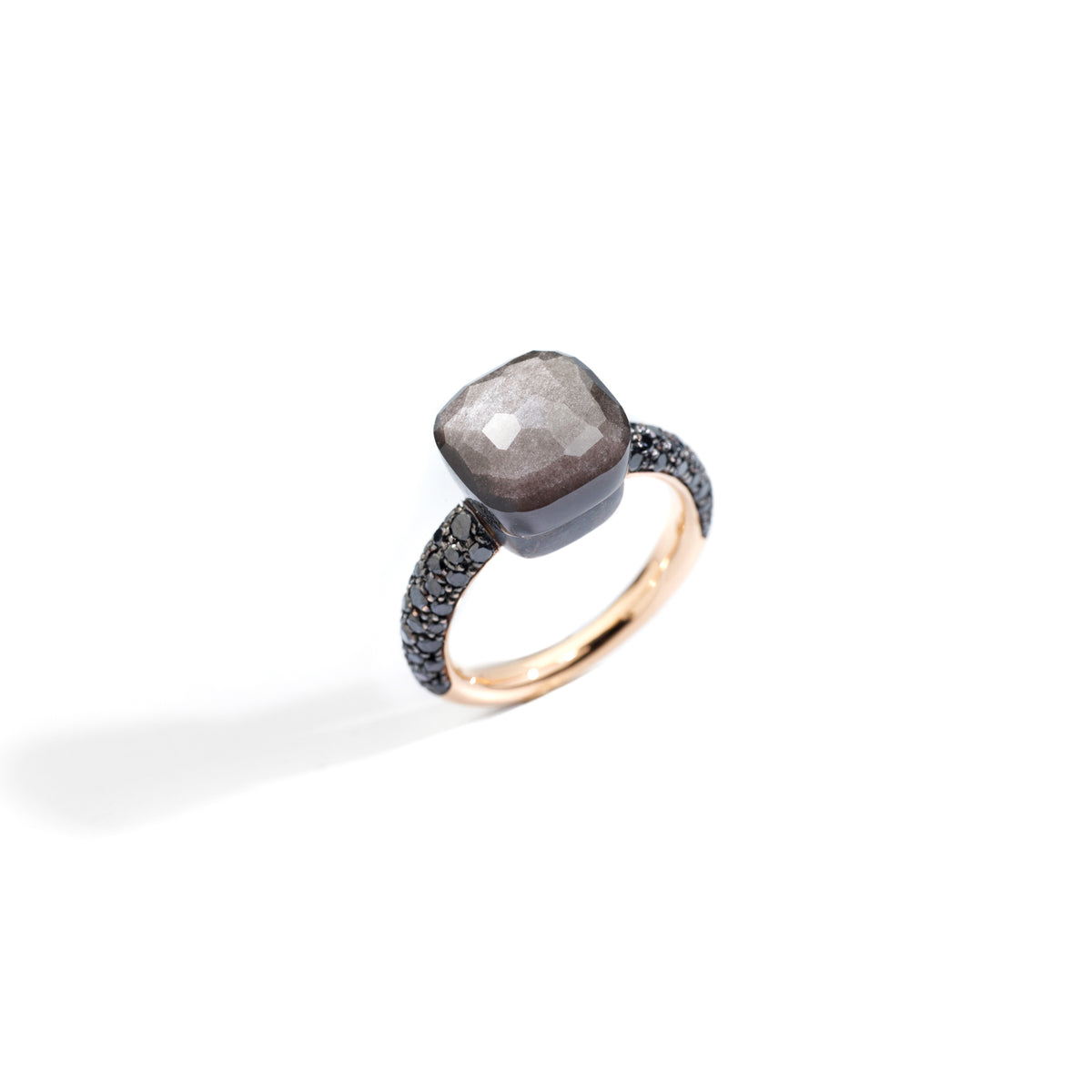 Nudo Classic Ring in 18k Rose Gold and Titanium with Obsidian and Black Diamonds - Orsini Jewellers NZ