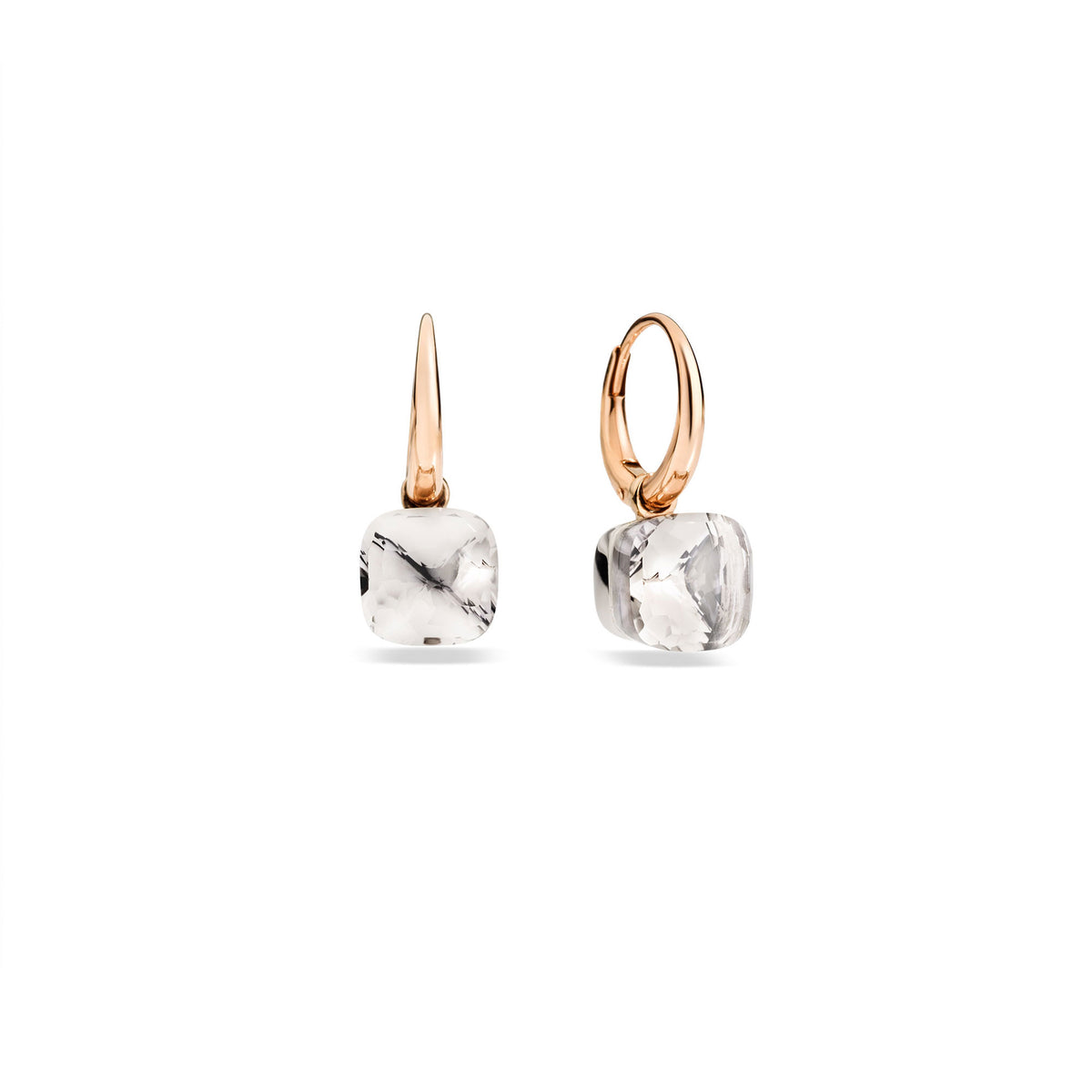 Nudo Petit Earrings in 18k Rose Gold and White Gold with White Topaz - Orsini Jewellers NZ