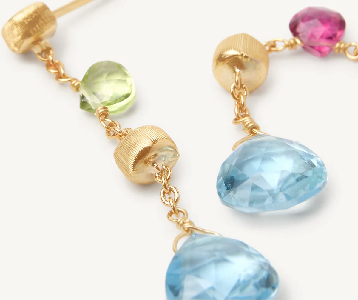 Blue topaz and yellow gold drop earrings by Marco Bicego Paradise collection 