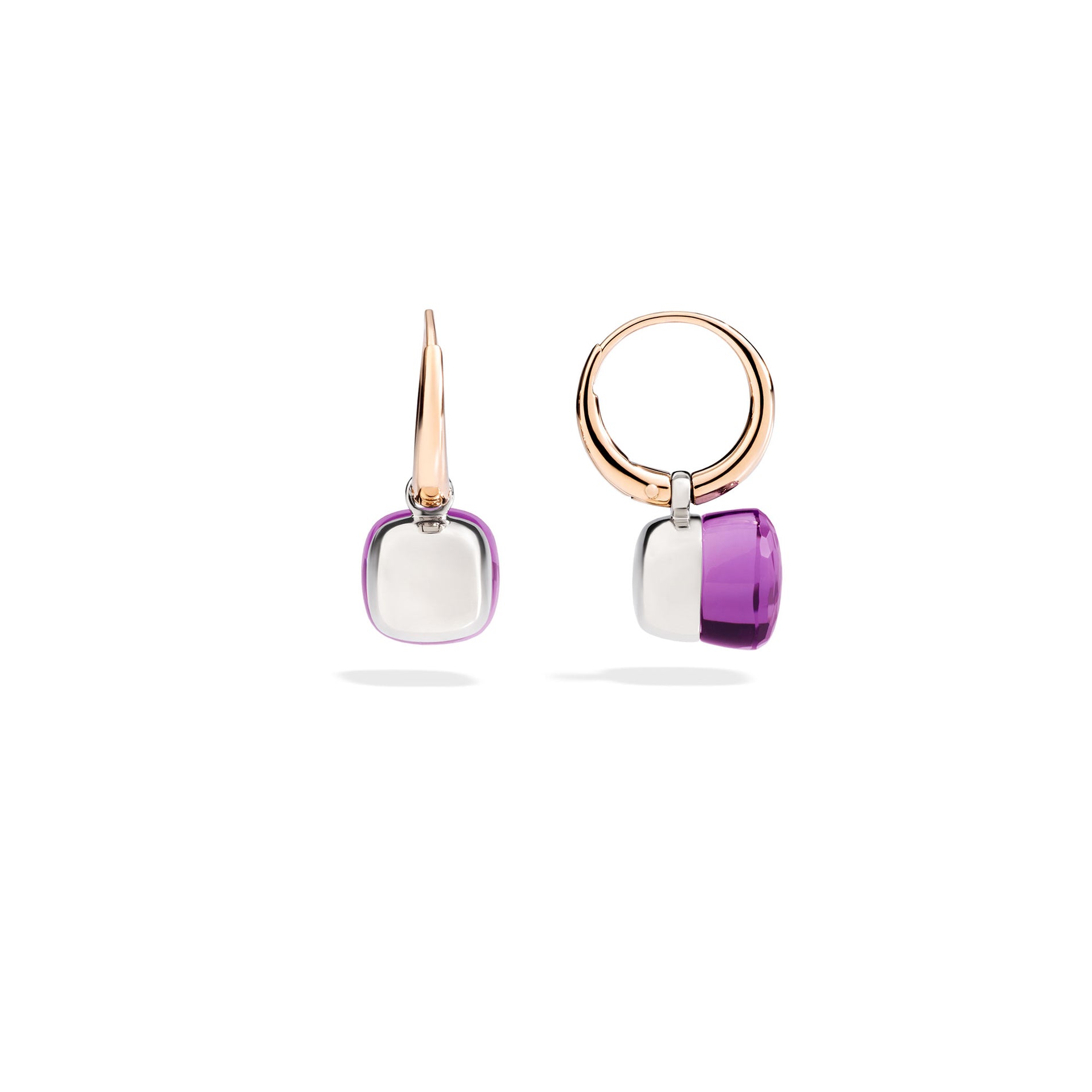 Nudo Petit Earrings in 18k Rose Gold and White Gold with Amethyst - Orsini Jewellers NZ