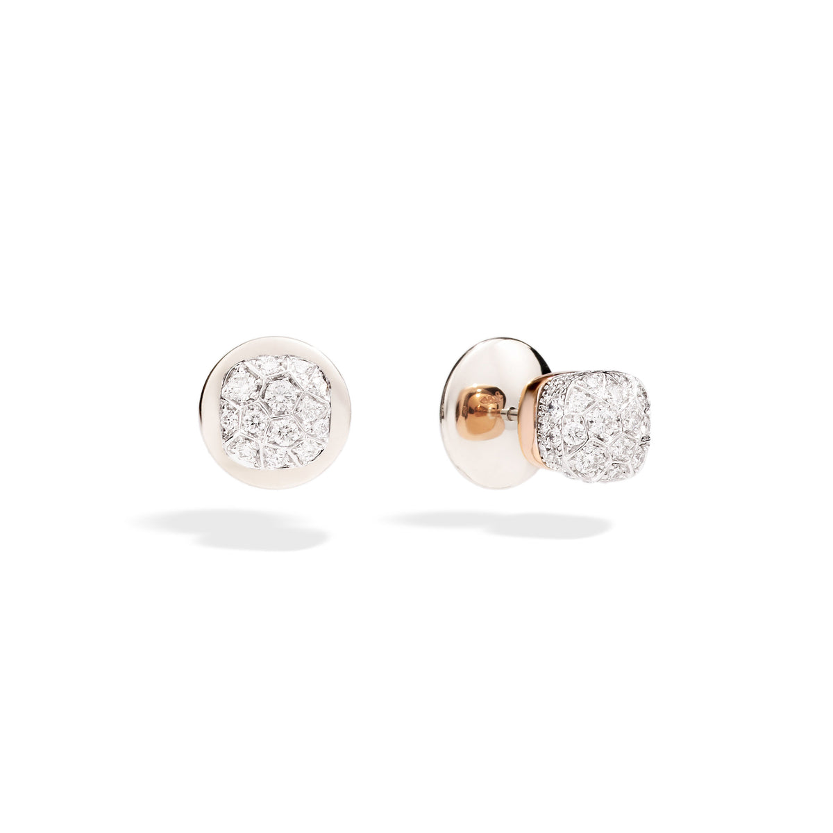 Nudo Petit Stud Earrings in 18k Rose and White Gold with Diamonds - Orsini Jewellers NZ