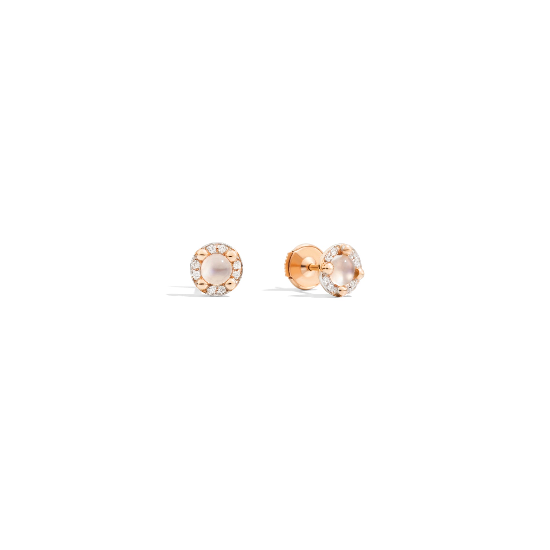 M'ama non M'ama Earrings in 18k Rose Gold with Moonstone and Diamonds - Orsini Jewellers NZ