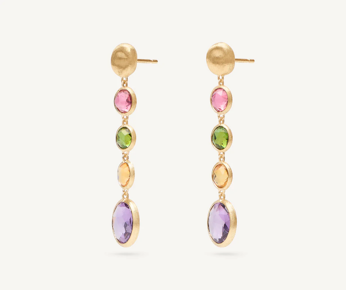 Yellow gold and mixed gemstone Marco Bicego Africa earrings 