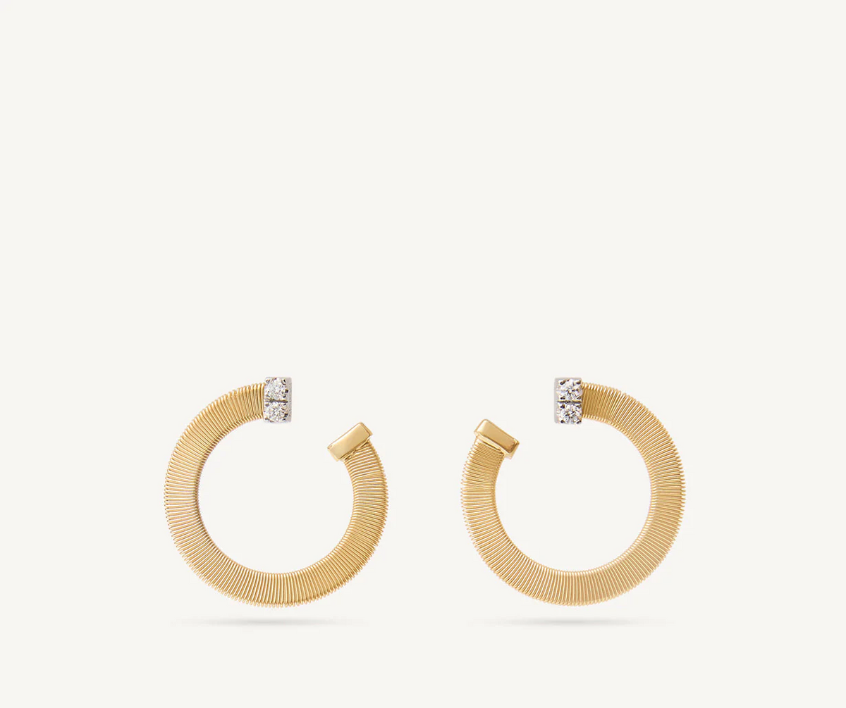 Yellow gold and diamonds Masai round earrings by Marco Bicego 