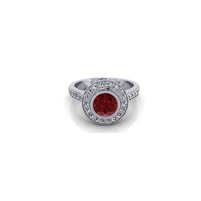 Orsini Round Ruby Micropavé Diamond Ring - Orsini Jewellers NZ
