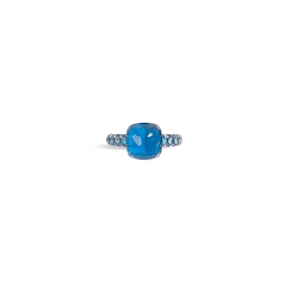 Nudo Deep Blue Ring in 18k Rose Gold and White Gold with London Blue Topaz, Turquoise and Diffused Topaz - Orsini Jewellers NZ