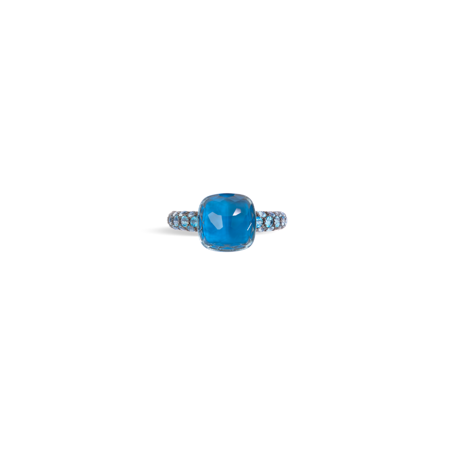 Nudo Deep Blue Ring in 18k Rose Gold and White Gold with London Blue Topaz, Turquoise and Diffused Topaz - Orsini Jewellers NZ