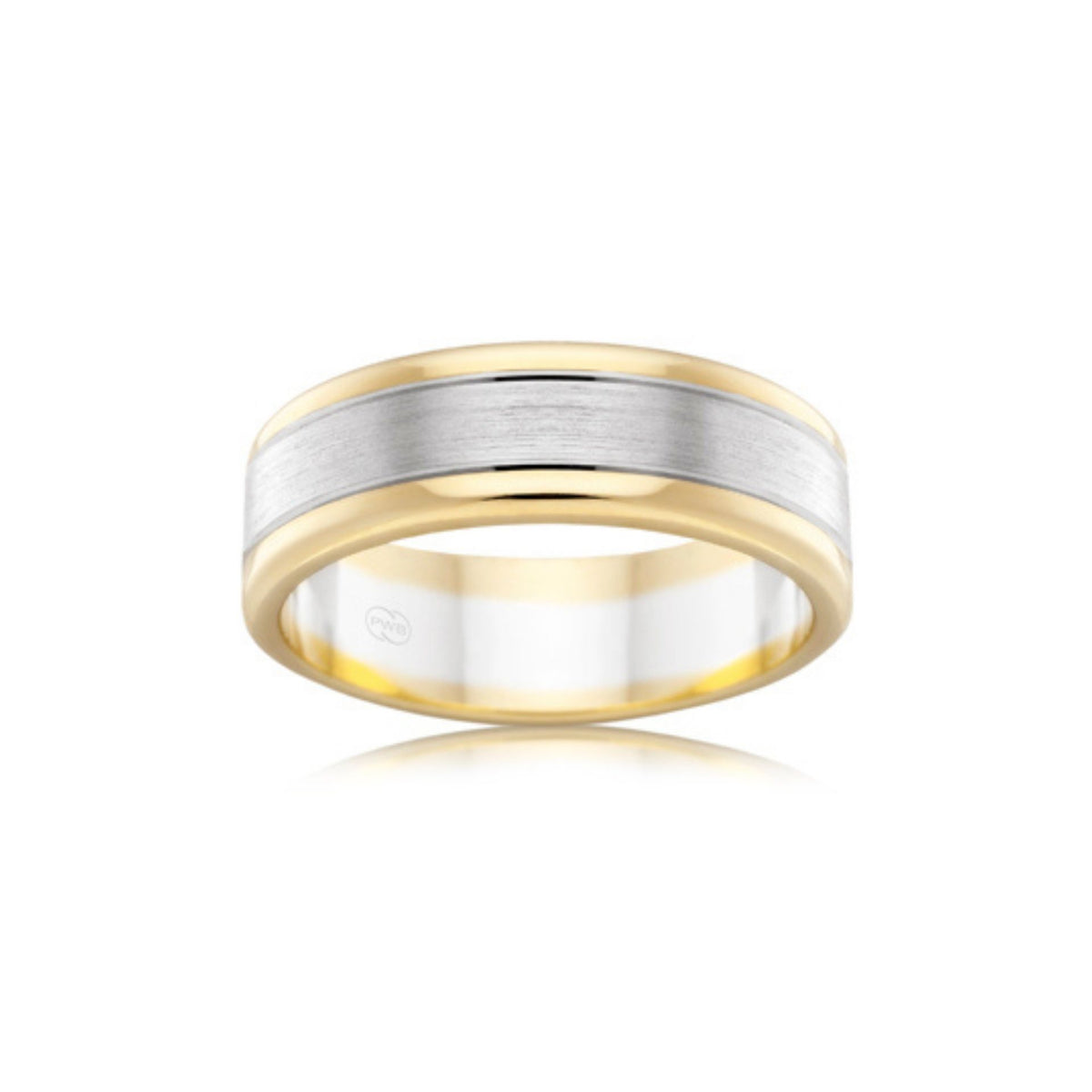Flat Round Edge Two-Tone Wedding Ring - Orsini Jewellers