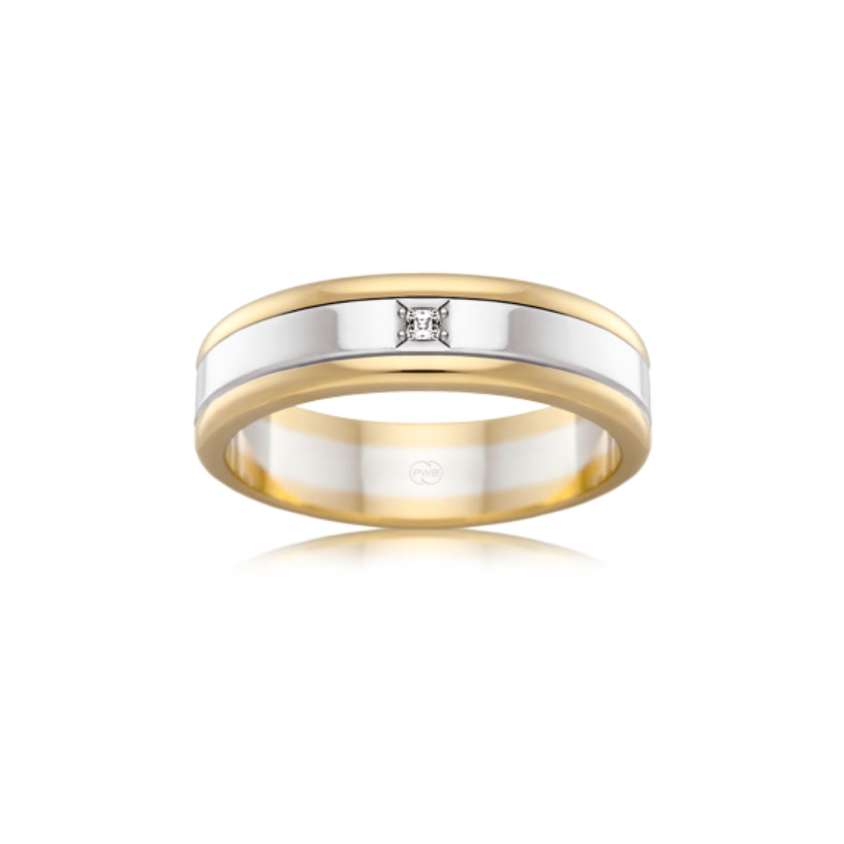 Diamond Princess Cut Bead Set Two-Tone Wedding Ring - Orsini Jewellers