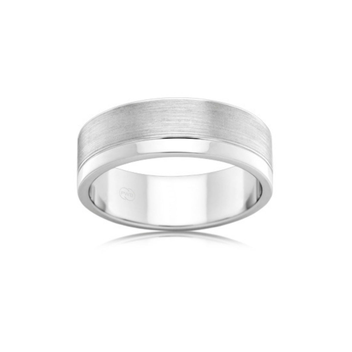Parallel Grain White Gold with Single Smooth Edge Wedding Ring - Orsini Jewellers