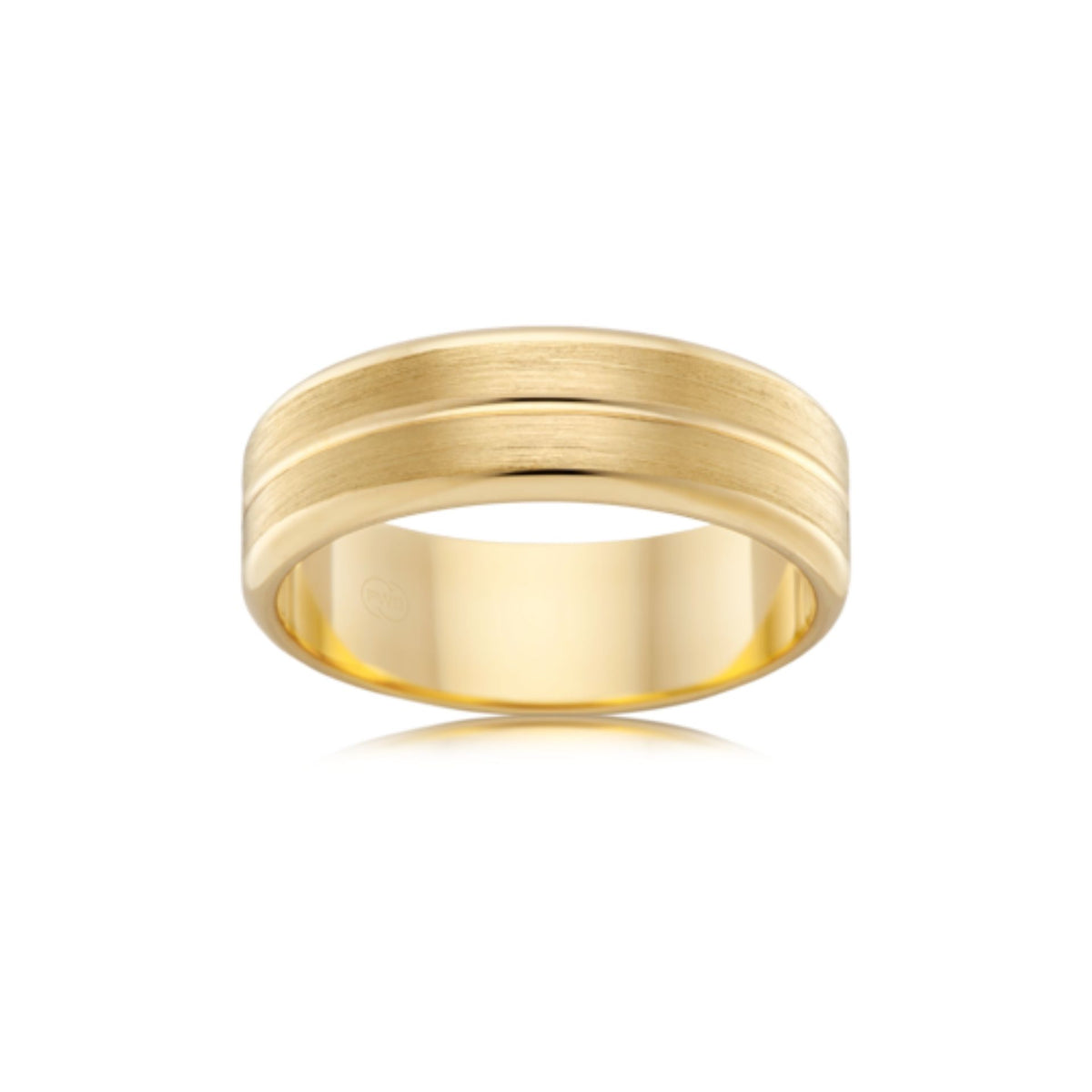 Flat Round Edge Parallel Grain with Single Groove Wedding Ring - Orsini Jewellers