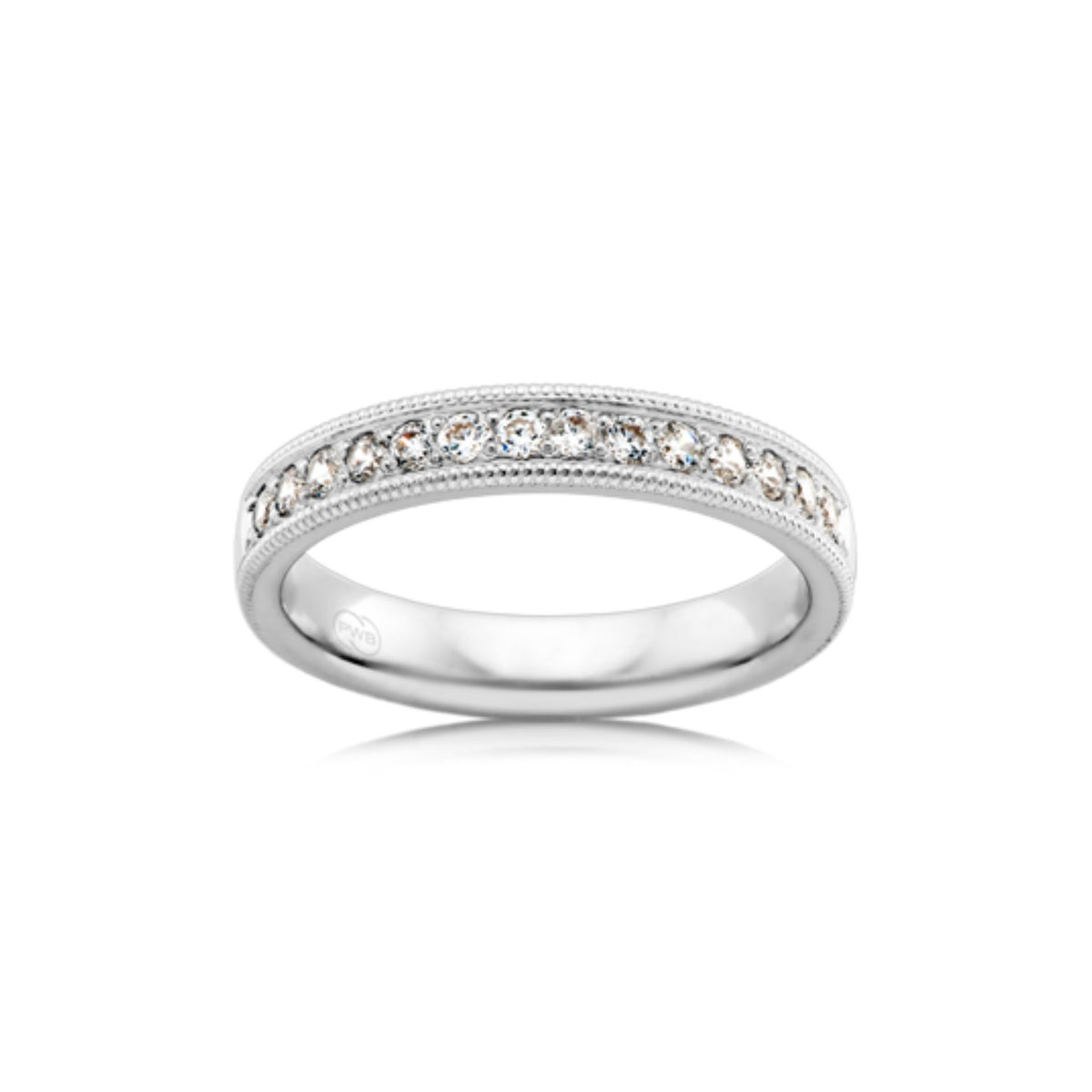 Diamond Bead Set Half Round with Milgrain Edge Wedding Ring - Orsini Jewellers