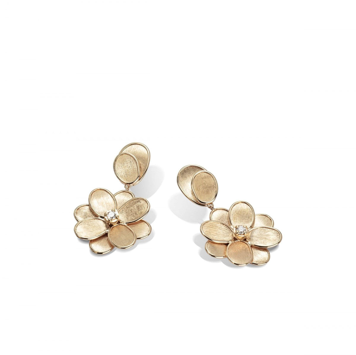 Petali Drop Earrings in 18k Yellow Gold with Diamonds - Orsini Jewellers NZ