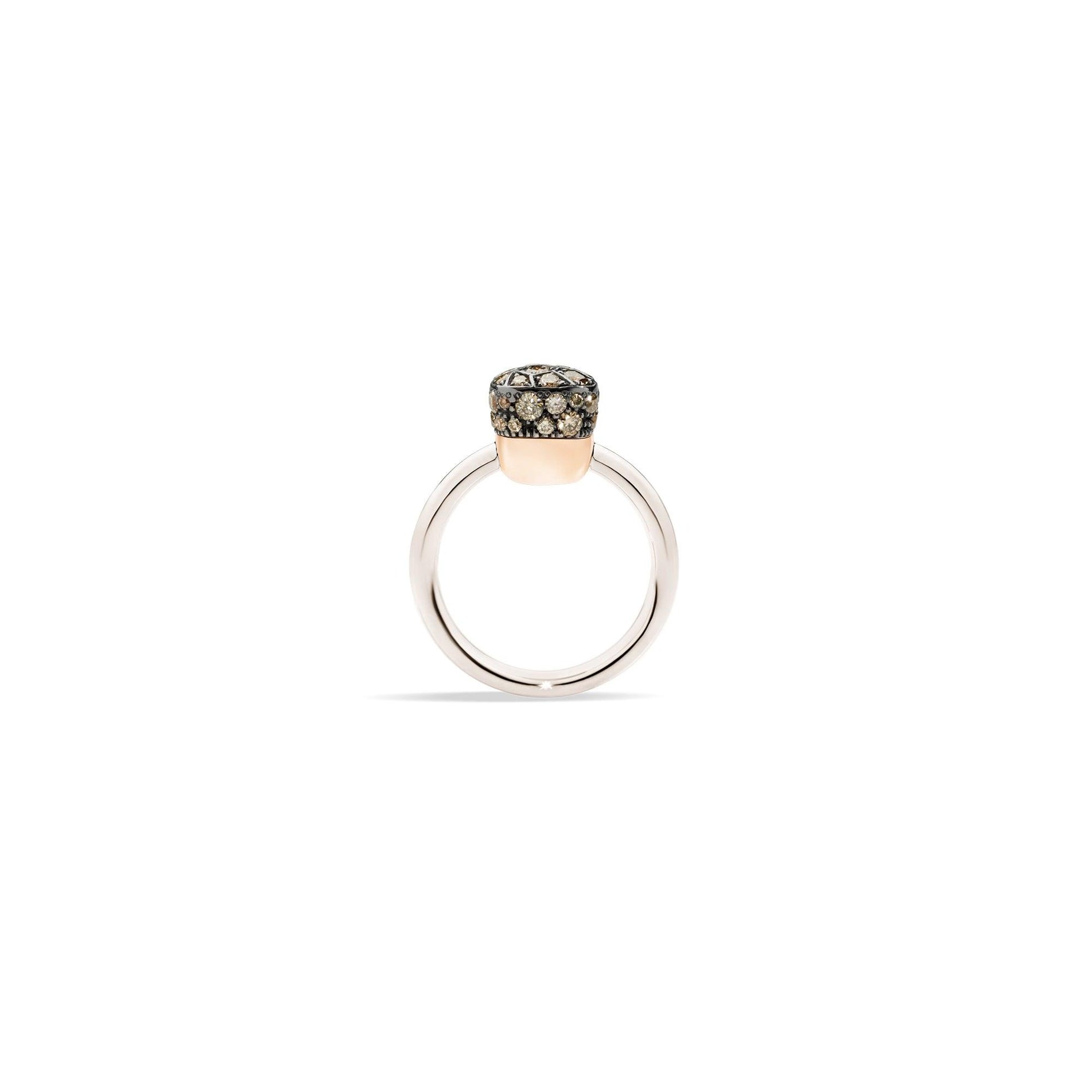 Nudo Petit Ring in 18k White Gold and Rose Gold with Brown Diamonds - Orsini Jewellers NZ