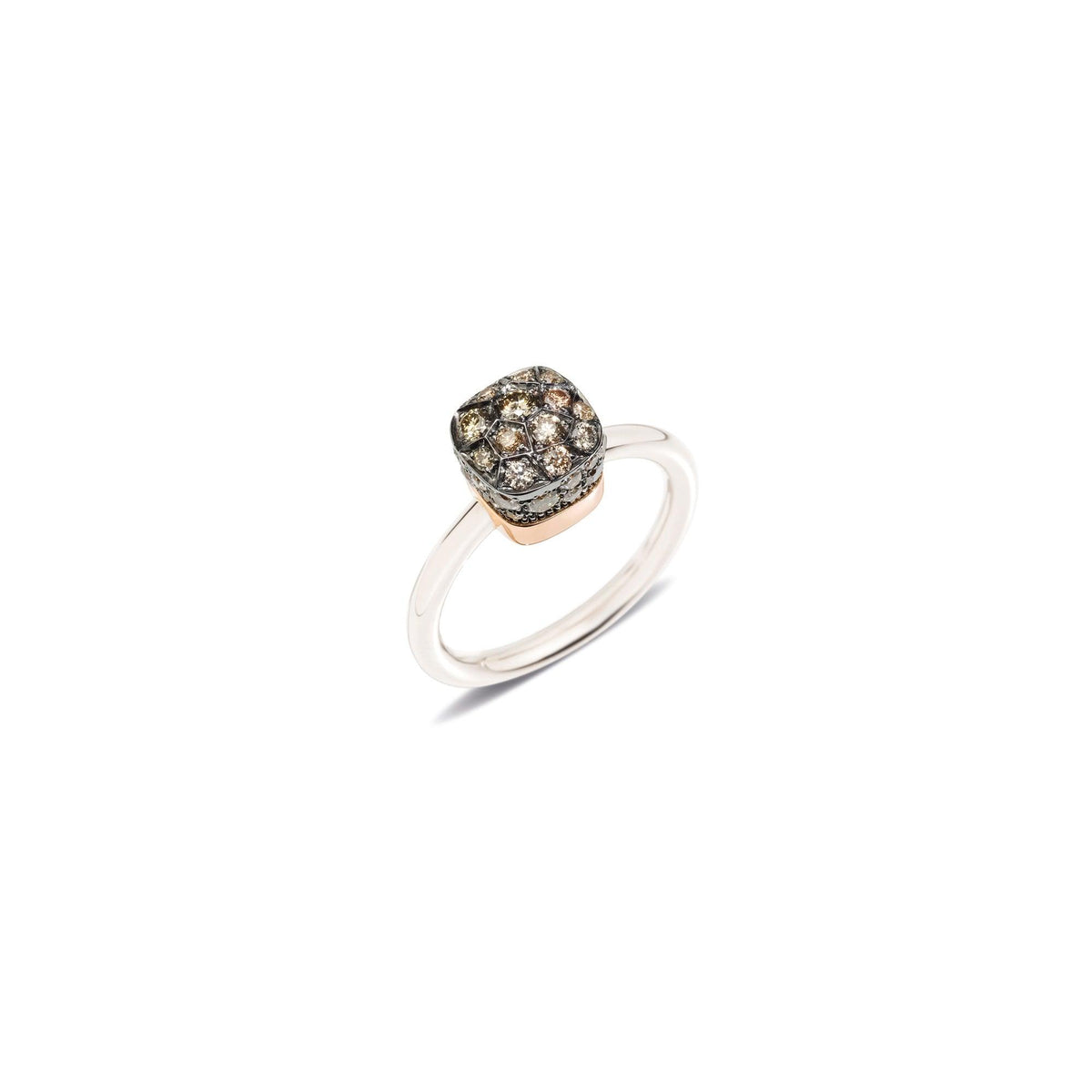 Nudo Petit Ring in 18k White Gold and Rose Gold with Brown Diamonds - Orsini Jewellers NZ