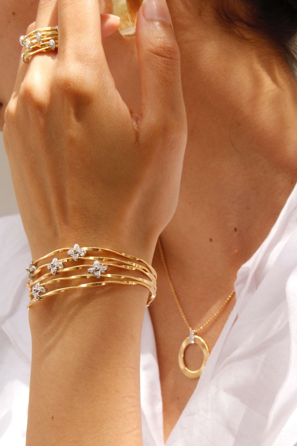 Marco Bicego Marrakech Onde Bracelet 5 Strand Floral 18k Gold with Diamonds - Orsini Jewellers