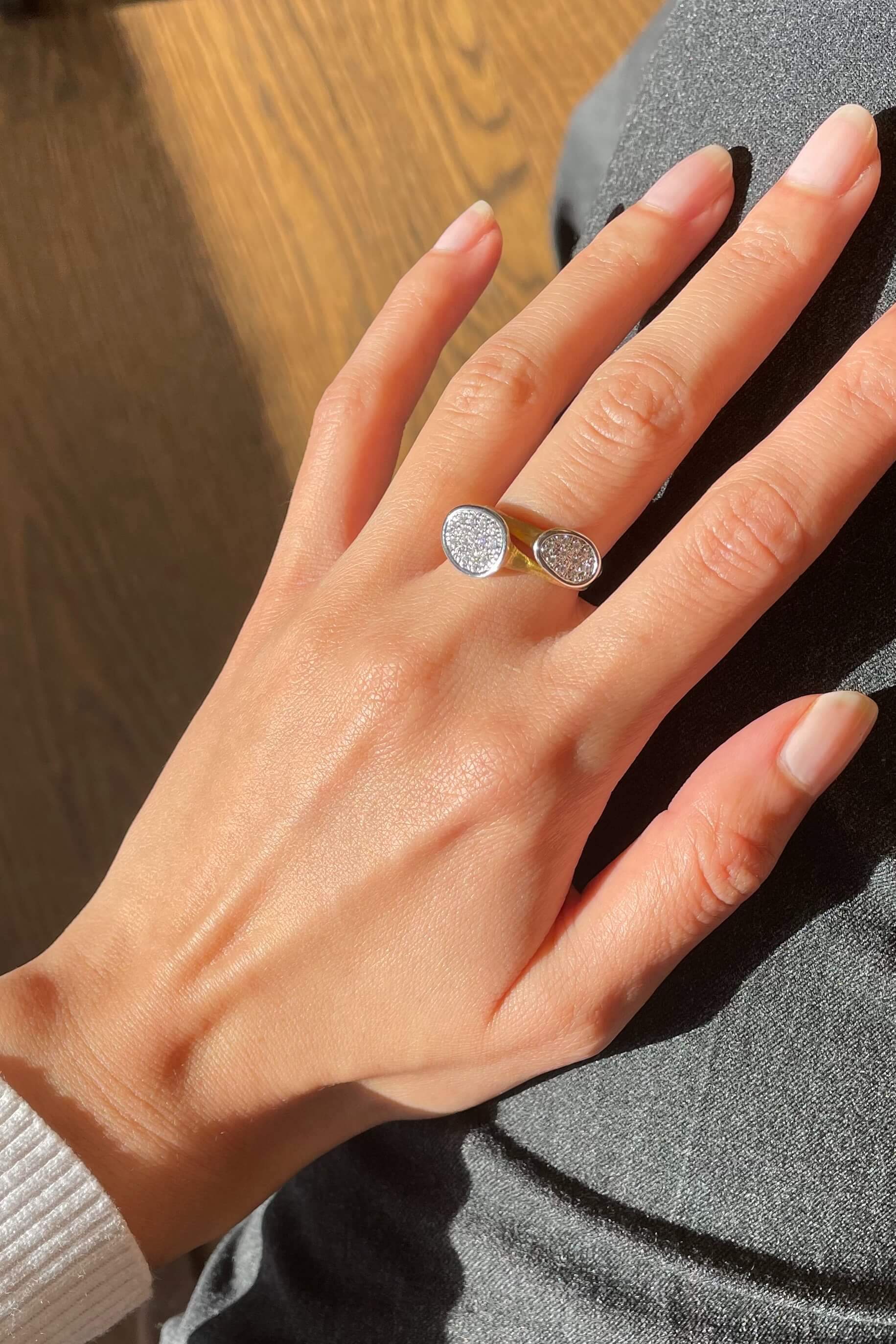 Marco Bicego Lunaria Mini Ring in 18k Yellow and White Gold with Diamonds - Orsini Jewellers NZ