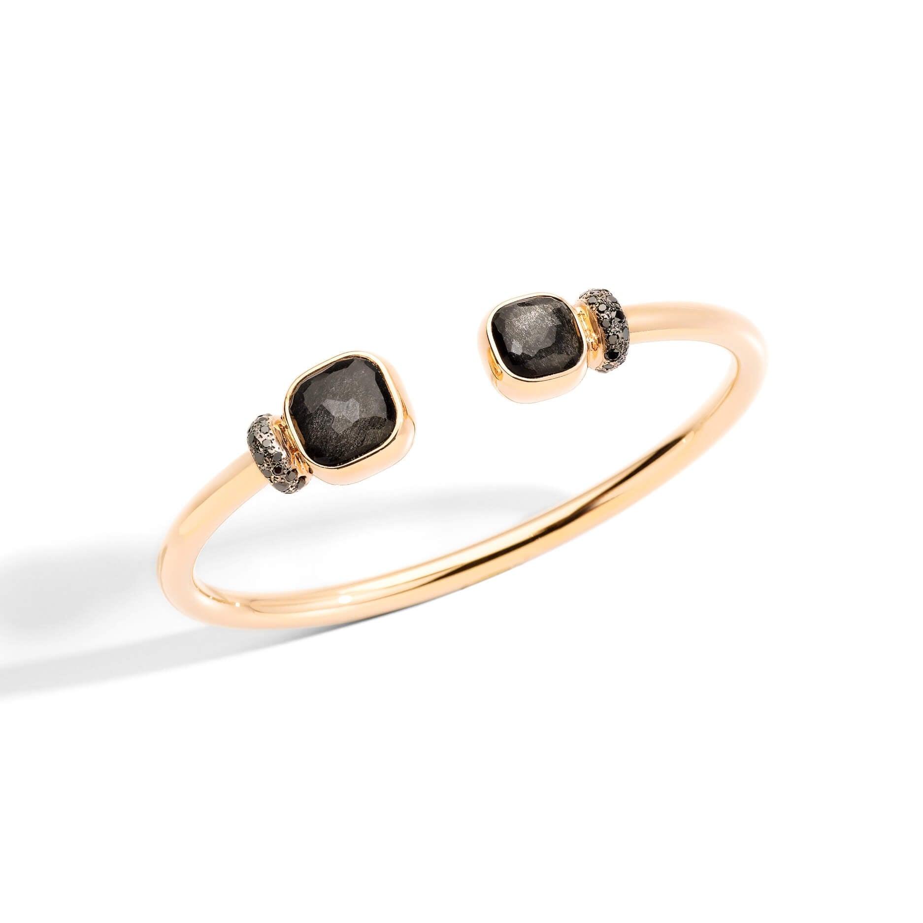 Pomellato Nudo Bangle in 18k Gold with Obsidian and Diamonds - Orsini Jewellers