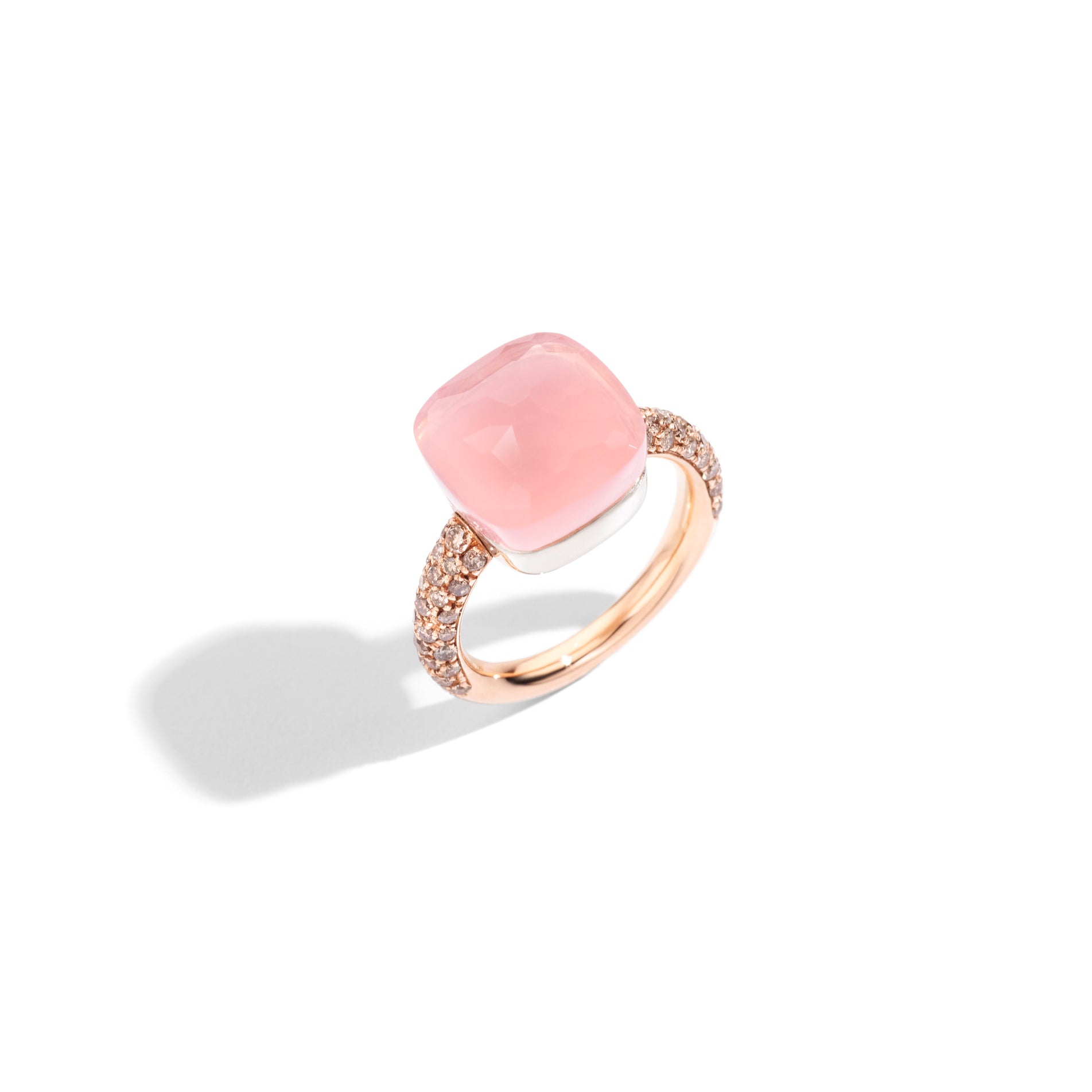 Nudo Maxi Ring in 18k Rose Gold with Rose Quartz, Chalcedony & Brown Diamonds - Orsini Jewellers NZ