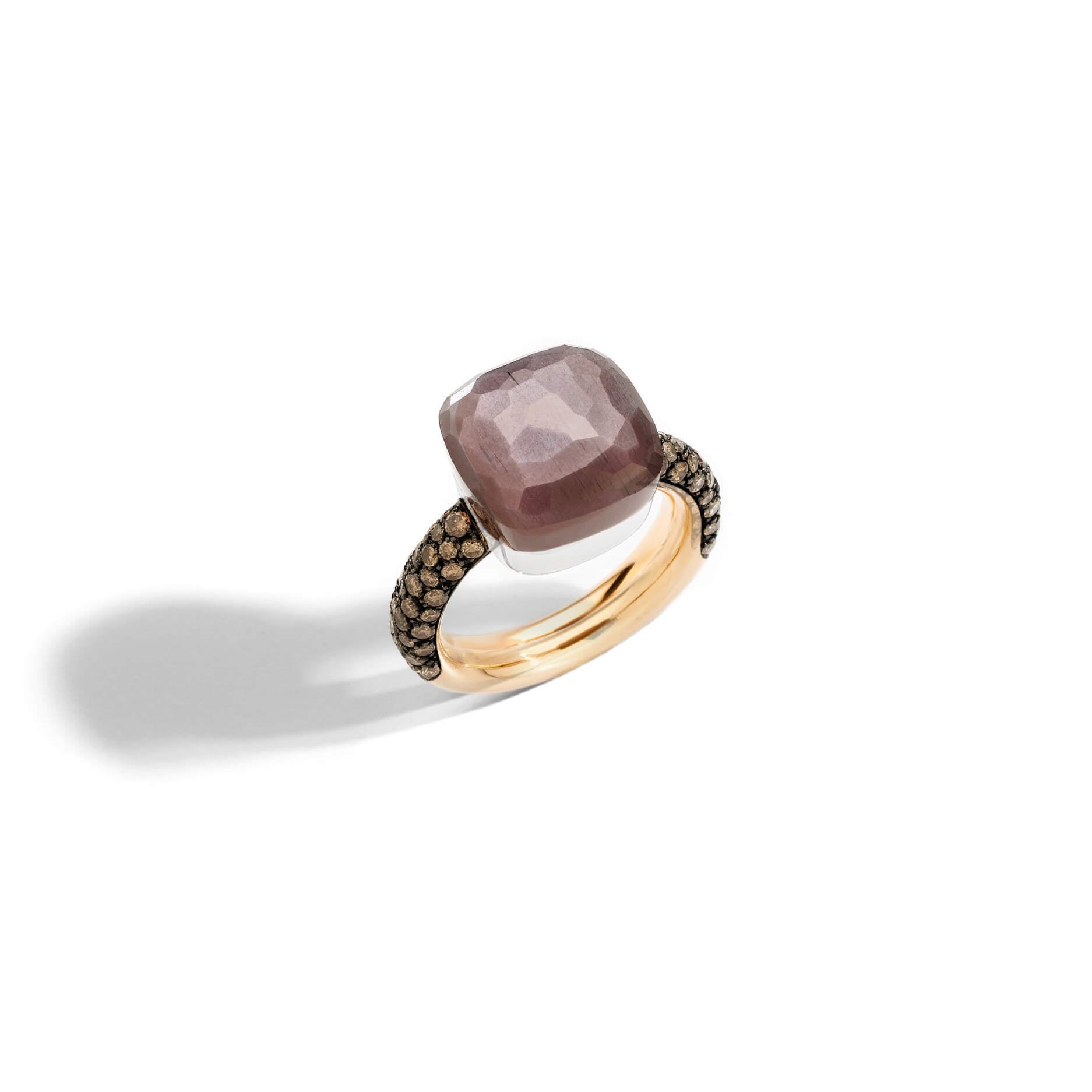 Pomellato Nudo Maxi Ring in 18k Gold with Dark Moonstone and Browns Diamonds - Orsini Jewellers